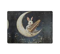 YTUOPWE Tappeto con immagine di coniglietto che suona il pianoforte, 203 x 147 cm, tappeto per soggiorno, ufficio, tavolino da caffè, letto, balcone, morbido, soffice, assorbe l'acqua, durevole