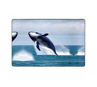 YTUOPWE Tappeto in tessuto di flanella con immagine di balene sul mare, 152,4 x 99,1 cm, tappetino per soggiorno, ufficio, tavolino da caffè, letto, balcone