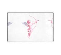YTUOPWE Tappeto in tessuto di flanella con immagine di Cupido, rosa, 152,4 x 99,1 cm, tappetino per soggiorno, ufficio, tavolino da caffè, letto, balcone