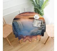 YTUOPWE Tovaglia decorativa rotonda con magnifiche cascate, 152,4 cm, per interni ed esterni, sala da pranzo, feste, matrimoni
