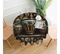 YTUOPWE Tovaglia decorativa rotonda con motivo a barattolo magico egiziano, 152,4 cm, per interni ed esterni, sala da pranzo, feste, matrimoni