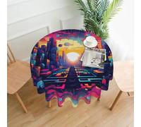 YTUOPWE Tovaglia decorativa rotonda con motivo di città magnifica da 152,4 cm, per interni ed esterni, sala da pranzo, feste, matrimoni
