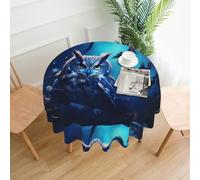 YTUOPWE Tovaglia decorativa rotonda con motivo gufo al chiaro di luna, 152,4 cm, per interni ed esterni, sala da pranzo, feste, matrimoni