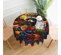 YTUOPWE Tovaglia decorativa rotonda con motivo procione tra i frutti, 152,4 cm, per interni ed esterni, sala da pranzo, feste, matrimoni