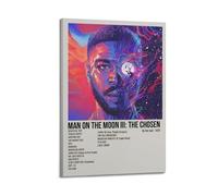 YTWRGWERR Kid Cudi Album Man On The Moon III The Chosen Poster estetico artistico da parete decorativo vintage su tela per soggiorno e camera da letto (60 x 90 cm) con cornice
