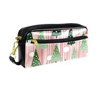 YTYVAGT Astuccio per matite,Piccolo astuccio,Alberi a strisce di Natale neve,Penna Pouch