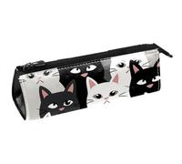 YTYVAGT Astuccio per matite,Piccolo astuccio,Simpatico gatto bianco e nero,Penna Pouch