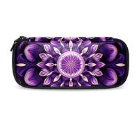 YTYVAGT Astuccio per matite,Piccolo astuccio,Viola Mandala Skull Fiore,Penna Pouch