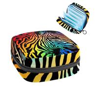 YTYVAGT Borsa mestruale,Sacchetto di immagazzinaggio del tovagliolo sanitario,Arcobaleno zebra colorato,Porta tamponi per borsa