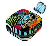 YTYVAGT Borsa mestruale,Sacchetto di immagazzinaggio del tovagliolo sanitario,Arcobaleno zebra colorato,Borsa tampone per borsa