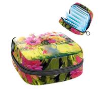 YTYVAGT Piccola borsa da viaggio per trucco,Borse cosmetiche per le donne,Margherite colorate nel prato primaverile,Borsa periodo