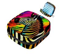 YTYVAGT Piccola borsa di trucco da viaggio,Borse cosmetiche per le donne,Stampa colorata arcobaleno zebra,Borsa periodo