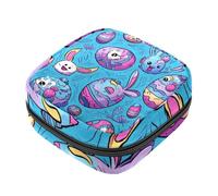 YTYVAGT Piccola borsa per il trucco da viaggio,Borse cosmetiche per le donne,Scarabocchi di uova colorate coniglietto,Borsa periodo