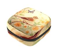 YTYVAGT Sacchetto di immagazzinaggio del tovagliolo sanitario,Borsa mestruale,Daisy Bird in Flower,Sacchetti sanitari per prodotti femminili