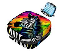YTYVAGT Sacchetto di immagazzinaggio del tovagliolo sanitario,Borsa mestruale,Sacchetto del cuscinetto,Stampa colorata della zebra dell'arcobaleno,Sacchetto di periodo