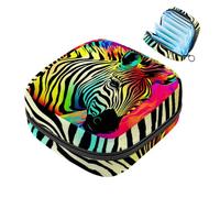 YTYVAGT Sacchetto di immagazzinaggio del tovagliolo sanitario,Borsa mestruale,Sacchetto del cuscinetto,Arcobaleno zebra colorata,Sacchetto di periodo