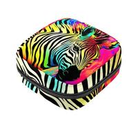 YTYVAGT Sacchetto di immagazzinaggio del tovagliolo sanitario,Borsa mestruale,Sacchetto del cuscinetto,Arcobaleno zebra colorata,Sacchetto di periodo