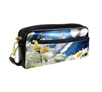YTYVAGT Sacchetto di matita,Piccolo astuccio,Bianco Daisy Farfalla Fiore,Penna Pouch