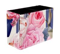 YTYVAGT Supporto per pennelli da trucco, tazza di matita, tazza della penna, striscia floreale rosa cupcake, portapenne da scrivania