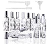 YU FENG 12pcs Perfume Bottles Empty Vetro Trasparente Atomizer Spray Bottiglie Empty Refillable for Perfume Essential Oil,Packed with Funnels Dispenser Pipette Dispenser Engraved Taj Mahal Style