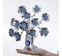 YU FENG - Albero di fiori bianchi in argento con occhi maligni turchi, ideale come centrotavola per la casa e l'ufficio