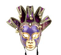 YU FENG - Maschera veneziana vintage da giullare, per Halloween e cosplay, per feste, balli e Mardi Gras, decorazione da parete (viola)
