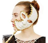 YU FENG, Maschere da cosplay, per coppia, per carnevale musicale veneziano, per costume, con bastone, confezione da 2