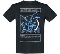 Yu-Gi-Oh! Blue Eyes White Dragon Uomo T-Shirt Nero L 100% Cotone Regular