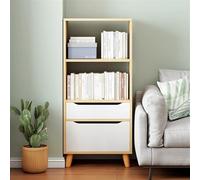 Yu Shuai Armadietto, Libreria combinata versatile a 2 livelli con 2 cassetti Scaffale for adulti Schedario Espositore for archivio di libri for ufficio domestico(Natural)