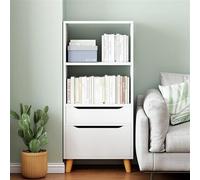 Yu Shuai Armadietto, Libreria combinata versatile a 2 livelli con 2 cassetti Scaffale for adulti Schedario Espositore for archivio di libri for ufficio domestico(White)