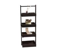 Yu Shuai Armadietto, Scaffale in legno a 4 strati Scaffale da pavimento in legno massello con divisorio for soggiorno Libreria con scaffale 28 * 18 * 84 cm Nero
