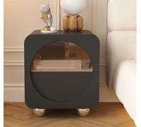 Yu Shuai Comodino, Comodino in legno a 2 cassetti Comodino for piccola camera da letto Simpatico armadietto semplice rotondo a doppio strato