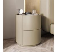 Yu Shuai Comodino, Comodino rotondo for camera da letto in legno massello 2 cassetti Comodino Tavolino for camera da letto Cassettiera M-INI comodino Armadietto portaoggetti(Brown)