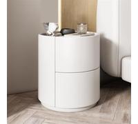 Yu Shuai Comodino, Comodino rotondo for camera da letto in legno massello 2 cassetti Comodino Tavolino for camera da letto Cassettiera M-INI comodino Armadietto portaoggetti(White)