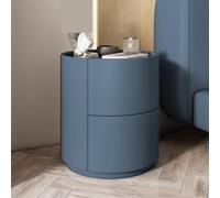 Yu Shuai Comodino, Comodino rotondo for camera da letto in legno massello 2 cassetti Comodino Tavolino for camera da letto Cassettiera M-INI comodino Armadietto portaoggetti(Blue)