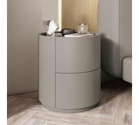 Yu Shuai Comodino, Comodino rotondo for camera da letto in legno massello 2 cassetti Comodino Tavolino for camera da letto Cassettiera M-INI comodino Armadietto portaoggetti(Grey)