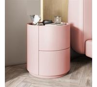 Yu Shuai Comodino, Comodino rotondo for camera da letto in legno massello 2 cassetti Comodino Tavolino for camera da letto Cassettiera M-INI comodino Armadietto portaoggetti(Pink)