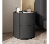 Yu Shuai Comodino, Comodino rotondo for camera da letto in legno massello 2 cassetti Comodino Tavolino for camera da letto Cassettiera M-INI comodino Armadietto portaoggetti(Black)