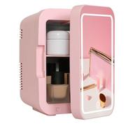 YU YUSING Frigorifero Piccolo da 4L con Specchio LED, Mini Frigo da Camera da Letto Cosmetico con Raffreddamento/Riscaldamento, Frigo Portatile 12 V/220 V, Ufficio, Auto, Campeggio, Rosa
