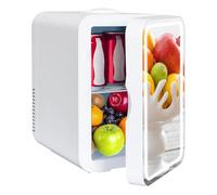 YU YUSING Frigorifero Piccolo da 8L con Specchio LED, Mini Frigo, Bianco | Mini Frigo da Camera da Letto con Raffreddamento/Riscaldamento, Frigo Portatile 12 V/220 V, Ufficio, Auto, Campeggio, Bianco