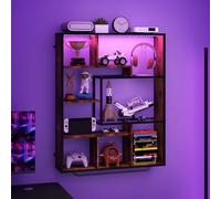 YU YUSING Mensola da Muro con LED di 7 Colori Controllato App, Scaffale da Parete 100x80x20 cm, Llibreria Sospesa con Striscia RGB da 15 m, Scaffale Salvaspazio con Portabottiglie Estensibile, Natural