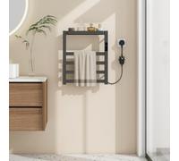 YU YUSING Scaldasalviette Elettrico Bagno, Asciugamani con Radiatore Grigio | Termoarredo Elettrico con Ripiano, Asciugamani Elettrico, Portasciugamani, 72W, Display LED, Touch Contro, 47x40, Grigio