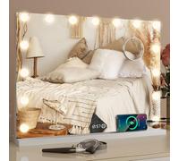 YU YUSING Specchio Trucco con Luci Hollywood, 58X45cm Specchio 15 Lampadine Led Trucco USB, 3 Temperature Colore,Specchio da Tavolo 10X,Visualizzazione dell'ora e Della Temperatura,Specchio Cosmetico