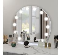 YU YUSING Specchio Trucco con Luci Rotondo Hollywood, 50X50cm Specchio 12 Lampadine Led Tucco USB, 3 Temperature di Colore, Specchio da Tavolo 10X, Specchio Cosmetico Parete, Angolo Arrotondato