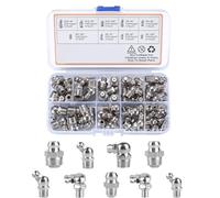 Yuaiosn 60 Pezzi Set di Ingrassatori, Grasso Raccordo Assortimento, Ingrassatori Testine M6 M8 M10 in Dritto e Angolato 45° 90°, per Attrezzature Meccaniche