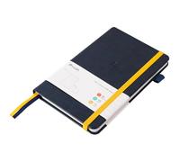 Yuan Smart Notebook, Smart Notebook con copertina rigida blu navy per set di scrittura Smart Pen, 2/3 pagine a righe e 1/3 pagine bianche, 13,2 x 21 cm, 94 fogli/187 pagine, chiusura elastica gialla e