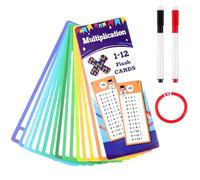 Yuanchu 1 x 1 set di carte educative, tavolo monouso, con 14 fogli di esercizio, 2 penne e anelli cancellabili, portatili, 1 x 1 gioco di apprendimento matematica, gioco educativo per la casa, la