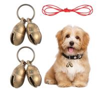 Yuanchu 2 Set di 2 campane per cani per collare, campanelle per animali domestici, 2 x 3 cm, campana per collare per addestrare gatti, cani, animali domestici, Rame Zinco Poliestere