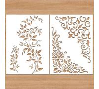 Yuanchu 2 stencil di grandi dimensioni, formato A4, 21,1 x 29,5 cm, riutilizzabili, per dipingere su legno, fai da te, decorazione da parete, decorazione per la casa