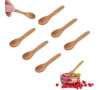 Yuanchu 6 cucchiai in legno per mangiare, 8,9 cm, piccoli cucchiai in legno fatti a mano, piccoli cucchiaini in legno per barattoli, zucchero, crema, miele, sale, forniture da cucina